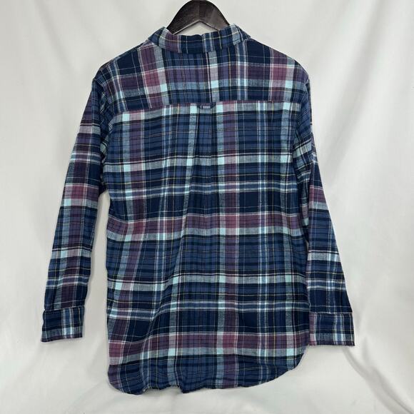 Aerie Oversized Flannel Small Blue Purple Cabincore Grunge Cozycore Campcore - Picture 2 of 5